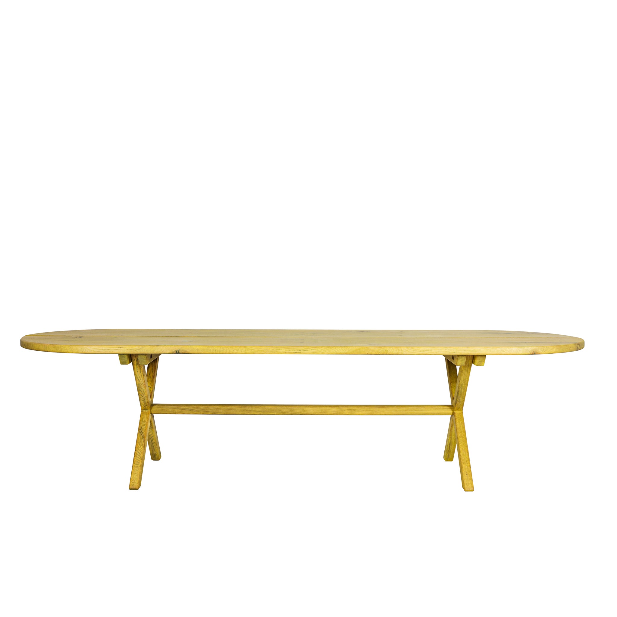 Fredensborgbordet - Egetræs plankebord - Snedker Spisebord - Gul linolie - Afrundede ender